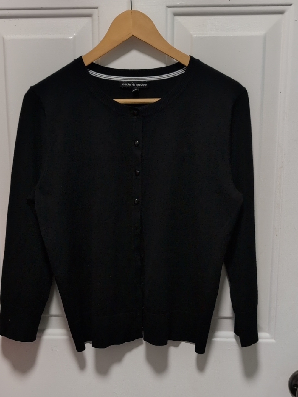 Cable & Gauge Black Crewneck Button Cardigan
